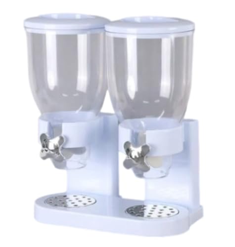 EVREFINシリアルディスペンサー 大容量おしゃれ ドライフードディスペンサー 乾物ディスペンサー キッチンカウンター 食品保存容器 収納容器 鮮度長持ち 収納ユニット 食品貯蔵米 シリアル 砂糖 豆 菓子 珈琲豆 コーヒー豆 (ダブルバレルホワイト)