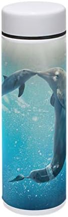 MAPOLO Kiss Dolphin Tale Stainless Steel Sports Water Bottle Vacuum Thermos Flask for Outdoors,Camping,Cycling,Fitness,Gym,Yoga - 220ml