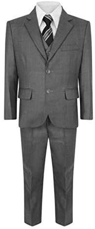 Boys 5 Piece Wedding Party Page Boy Christening Formal Smart Grey Suit 1Y-15Year