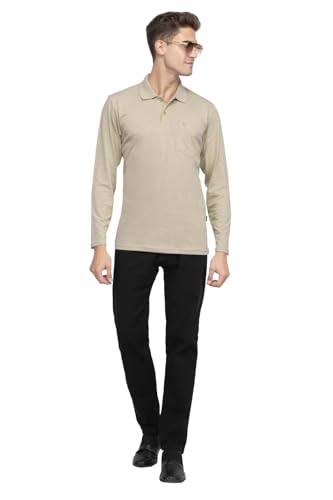 Image of Polo Full Sleeve t Shirt for Men Cotton with Pocket and Collar - Regular Fit Tshirt