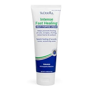 TriDerma Intense Fast Skin Healing Cream for Hard-to-Heal Skin Irritations, Sores, Rashes, Dry, Cracked Hands, Cuts, Chafing, Burns, Scrapes – First Aid Kit Essential – FSA Eligible – 4.0 oz Tube