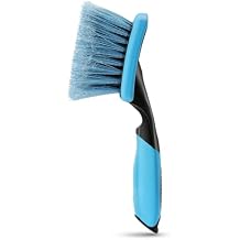 Amazon Basics Wheel Brush for Car Detailing, Scratch-Free Wheel Brush with Ergonomic Non-Slip Handle, Blue