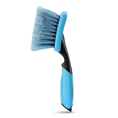 Amazon Basics Wheel Brush for Car Detailing, Scratch-Free Wheel Brush with Ergonomic Non-Slip Handle, Blue