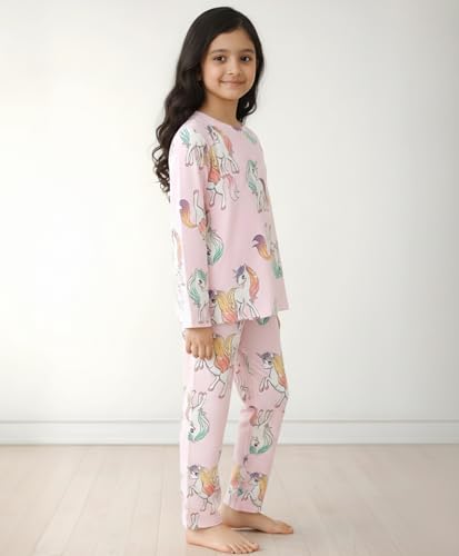 Image of Anthrilo Pure Cotton Printed Pyjama Set for Girls | Sleepwear | Night Suit, Night Wear | Long Sleeves T-Shirt & Pyjama | Regular Wear | 0-14 Years