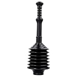 Cozioz Professional Bellows Accordion Toilet Plunger, High Pressure Thrust Plunge Removes Heavy Duty Clogs from Clogged Bathroom Toilets, All Purpose Power Plungers for Bathrooms, Black