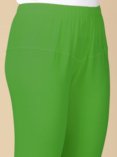 Image of Lux Cozi PYNK Solid Premium Cotton Lycra Churidar Leggings for Women | Regular Fit Elastic Waist Full Length Women Leggings | Free Size