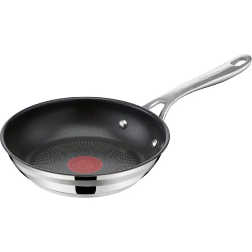 Tefal Pfanne 24cm Induktion Bratpfanne Jamie Oliver Antihaft Edelstahl | Spülmaschinengeeignet | Langlebige Antihaft-Beschichtung | Thermo-Signal-Technologie | Edelstahl/Schwarz