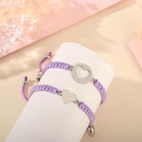 Image of First Day of Kindergarten Pre K Gifts for Mother Daughter,Mommy and Me Bracelet Matching Heart Bracelets Set for 2