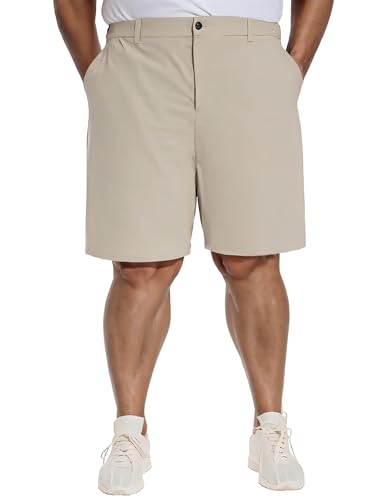 PULI Men's Big & Tall Golf Shorts Stretch 10 Inch Inseam Waterproof Lightweight Qiuck Dry Hiking Shorts