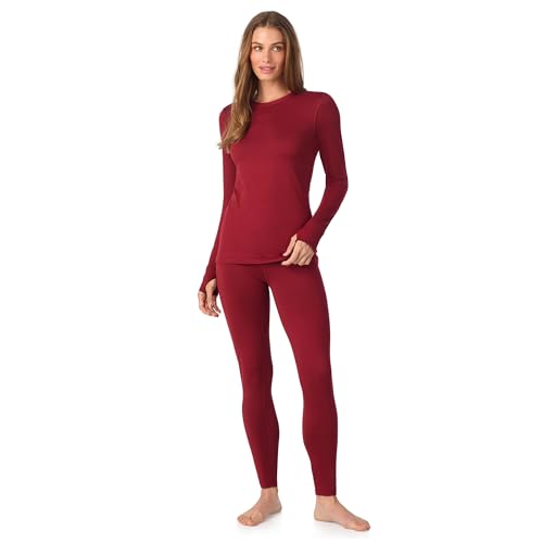 Image of Cuddl Duds Womens Heavyweight Cold Weather Fleece Lined Thermal Set - Long Sleeve Top & Leggings - Winter Lounge Sets