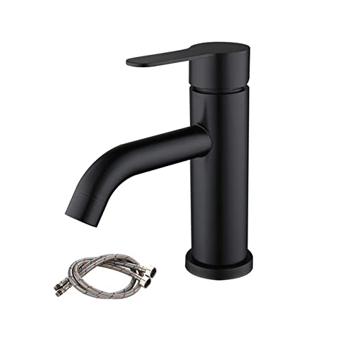 Fauchets de bassin mitigeur eau chaude froide en acier inoxydable 304 noir mat sur pont
