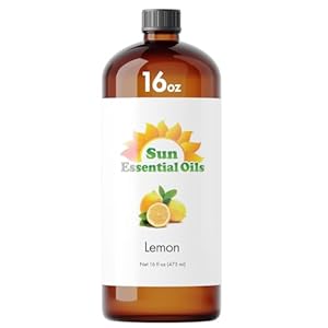Sun Essential Oils – Lemon Essential Oil 16 oz for Cleaning, Diffuser, Humidifier & Aromatherapy Body Massage, Lemon Fragrance Scent for Home Candle Making