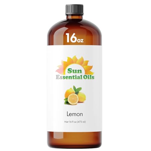 Sun Essential Oils - Lemon Essential Oil 16 oz for Cleaning, Diffuser, Humidifier & Aromatherapy Body Massage, Lemon Fragrance Scent for Home Candle Making