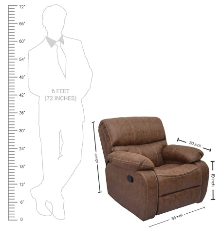 The Couch Cell | Single Seater Recliner Chair | Tan Suede Fabric Recliner | Manual with Pocket Spring Seating & Contrast Stitching | Comfort Recliner for Living Room Home Seating