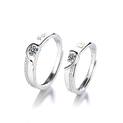 Anillo pare anillo masculino y hembra S925 de plata de ley ajustable