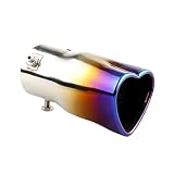 idain 2.5 inch Inlet Exhaust Tips Muffler Tip,Stainless Steel Chrome Heart-Shaped Exhaust Tip,Universal Bolt-On Exhaust Muffler (Blue,Straight)
