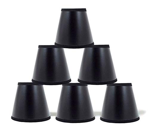 Urbanest Set of 6 Black Parchment Chandelier Lamp Shades with Gold Paper Liner 5-inch, Clip On