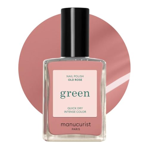 Manucurist Green - Puderrosa Nagellack Old Rose - Nagellack Schnelltrocknend - Nägel Selber Machen - Vegan 12-freier - Plant-Based - Nail Polish - Made in France