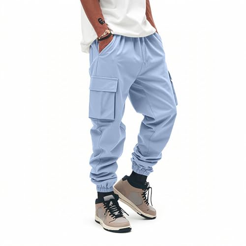 Drawstring Waist Cargo Pants for Men Lightweight Tapered Sweatpant with Pockets Outdoor Outfits Hiking Trouser2