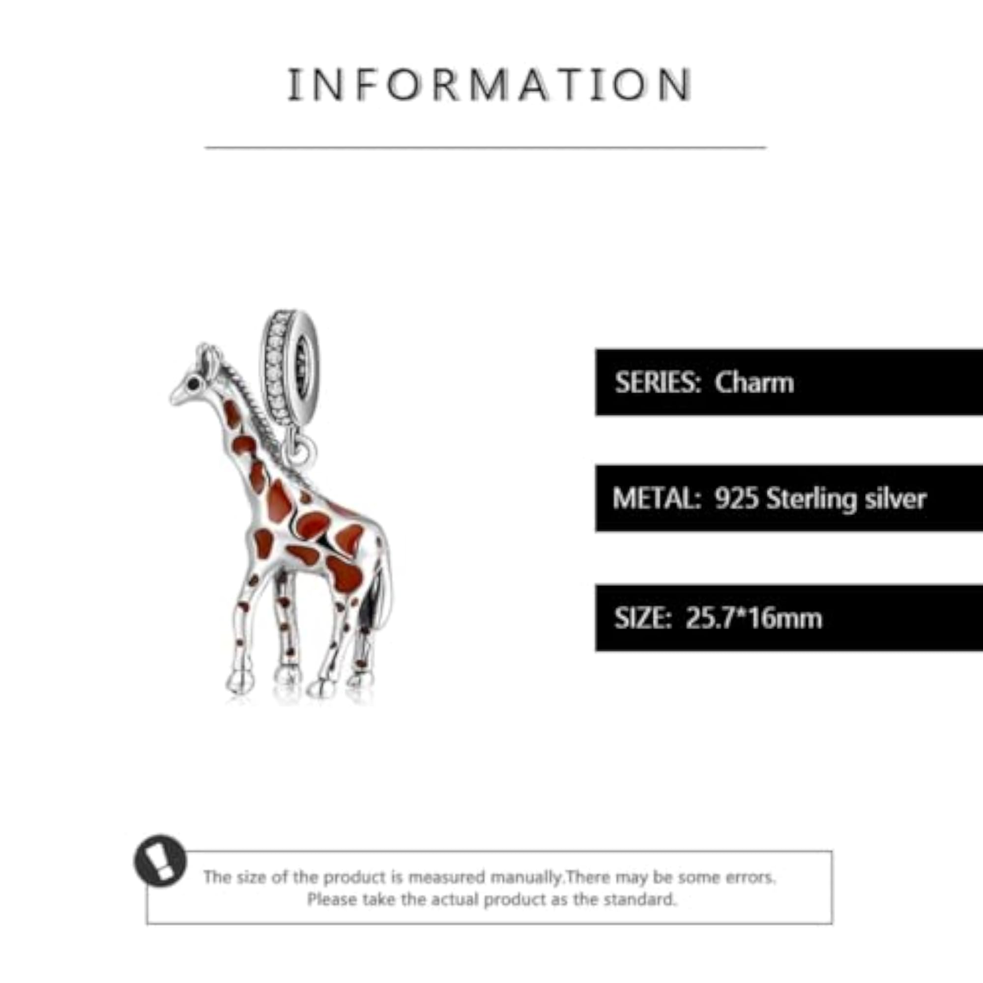 Women's 925 Sterling Silver Giraffe Charm Pendant