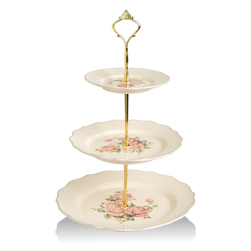 Sweejar 3 Tier Ceramic Cake Stand Wedding, Dessert Cupcake Stand