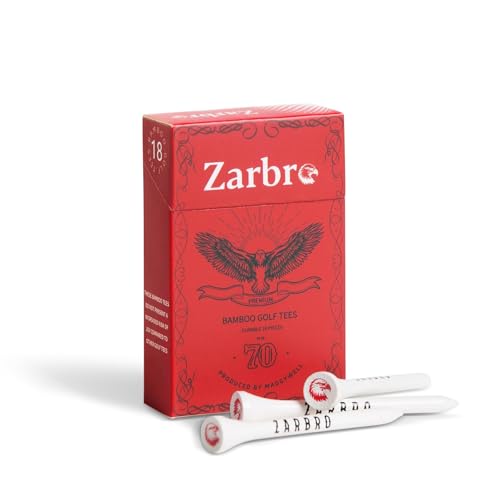 zarbro Premium Bamboo Wood Golf Tees,(18Units(Pack of 1)) Funny Golf Bag Accessories, 2 3/4 Golf Tees in Stylish Box, Length 70mm, Zero harm to Club，Elegant Design, Gifts for Golfers