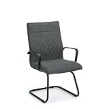 NBF Parker Guest Chair with Arms - Ergonomic Office Chairs with Black Powder Coated Frame - High Back Reception Chairs with Comeback Smoke Fabric - Waiting Room Chairs (Black, Gray)