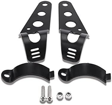 Keenso 33-45mm Fork Headlight Mounting Bracket, Universal Motorcycle Headlight Bracket Fork Tube Clamp Kit for Chopper Cafe Racer (Black)