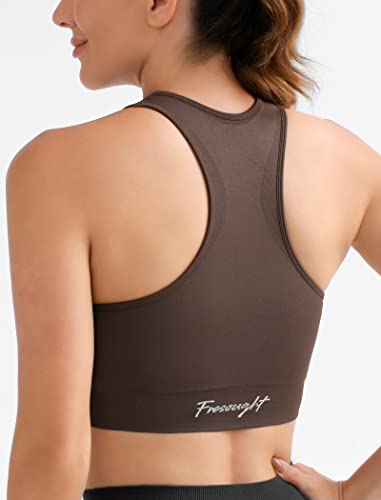 Fresought Sports Bras Workout Tops For Women Removable Pads Wirefree Bra Outfits Dupes Coffee L #TOP1