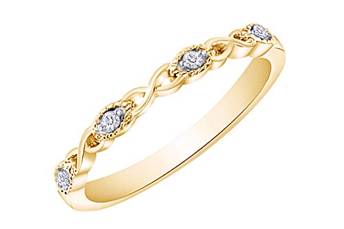 Natural Diamond Accent Infinity Wedding Band Stackable Ring in 14K Gold Plated 925 Sterling Silver for Women (0.04 Cttw, I-J Color, I2-I3 Clarity)3