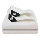 Lonas Impermeables, 0.23 mm de Grosor, 140 g/m² con Ojales de Aluminio, Lona Resistente y Multiusos para Carpas, techos y acampadas en Interiores y Exteriores, Color Blanco