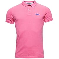 Superdry Hombre Polo clásico de piqué de Manga Corta Twist Rosa
