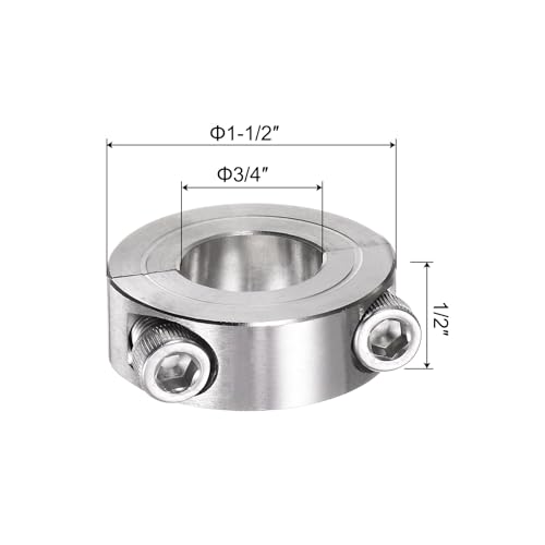 QUARKZMAN 2 Stück Geteilte Stellringe 3/4 Bohrung 1-1/2 AD 1/2 Breite Wellensicherungsring Tiefenanschlagringe für Rad Schubkarre Axle Getriebe Montagen CNC Maschine Werkzeuge Industrie