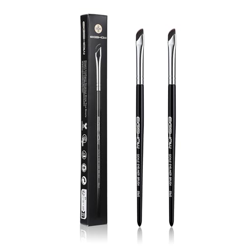 EIGSHOW Set di pennelli per eyeliner, pennello angolato fine per eyeliner, set di pennelli curvi ultra sottili per sopracciglia, eyeliner set di trucco 2 PCS, nero (E865)