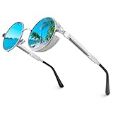 cgid e72 polarizzate occhiali da sole da uomo donna retro stile steampunk rotondi in metallo