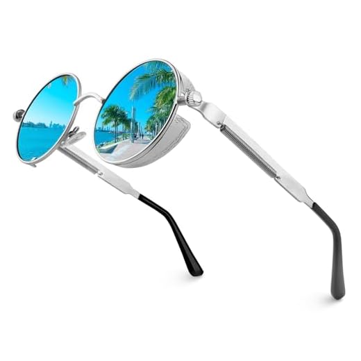 CGID E72 Steampunk estilo retro inspirado círculo metálico redondo gafas de sol polarizadas para hombres