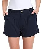 Dilgul Kurze Hose Damen Sommer Chino Bermuda Stretch Shorts mit Aufschlag Bequeme Hotpants,Navy blau,XL