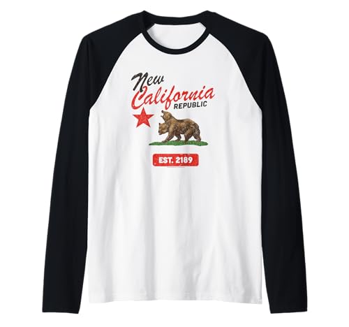 Image of Fallout New California Republic Flag Est 2189 Video Game Raglan Baseball Tee