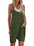 Yanekop Womens Loose Overalls V Neck Sleeveless Romper Spaghetti Strap Harem Short Pants Jumpsuits(A