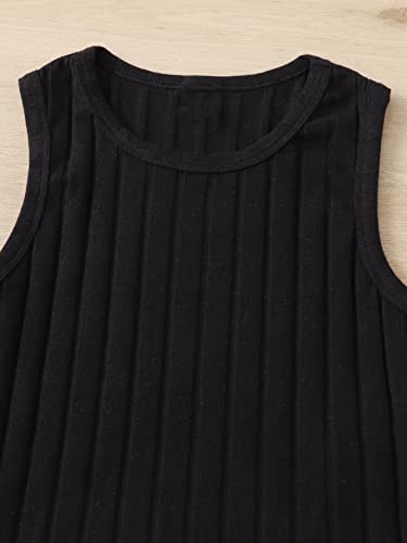 SHENHE Girl's 2 Piece Sleeveless Ribbed Knit Crewneck Cropped Vest Tank Crop Tops4