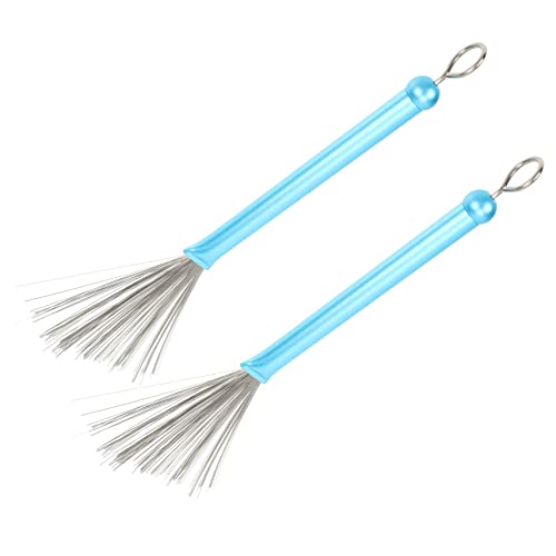 GOOHOCHY 2pcs Professional Drum Brush Set Stainless Steel Drum Brush Metal Handle Aluminum Rod Retractable Drum Brush for Jazz Drums