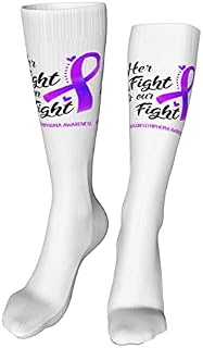 883 Compression Socks Her Fight Is Our Fight Lymphoma Awareness Crew Socks Non Slip Calf Socks Breathable Sports Socks For Walking Trekking Hiking 40cm
