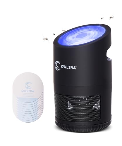 OWLTRA IMT-L70 Indoor Electric Insect Trap, Catcher & Killer Lamp for Fruit Flies, Mosquitos, Moths, Gnats, and More with UV Light Attraction and Fan Suction, Black