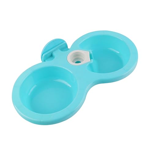 Totority ペット用ダブルボウル 吊り下げ式フード ウォーターフィーダー 傾斜設計で犬猫兼用 小 ブルー 環境対応素材でお手入れ簡単 ケージ