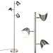 Brightech Jacob - LED Reading and Floor Lamp for Living Rooms & Bedrooms - Classy, Mid Century Modern Adjustable 3 Light Tree - Standing Tall Pole Lamp with 3 LED Bulbs - Satin Nickel
