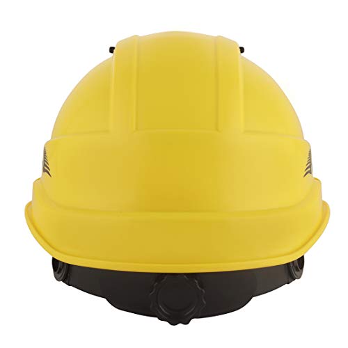 Image of KARAM PN542 Safety Helmet for Men Industrial| Ratchet Type Adjustment with Adjustable Chin Strap | Ventilation & Side Slot for Attachment | EN Certified Hard Hat | Lemon Yellow (Pack of 5)