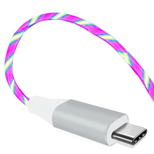 Light Up USB C Cable 3.3Ft Led Charging Cable TPE Material Charging USB Type C Charging Cord Compatible with Samsung Galaxy S23 S22 S21 S20 S10 S9 Note 20,LG V30 V20 G6(Colorful)