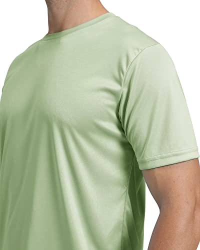 Kefitevd Men's Hiking Shirts Short Shirts Upf 50+ Sun Protection Shirts Dry Fit Moisture Wicking T-Shirts For Workout,Travel,Camping Light Green #TOP4