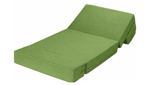 Image of Foldable One Seater Sofa Cum Bed, Sofa Bed 3 X 6 Feet, Velvet Fabric- Washable Cover- Including 1 Cushion Perfect for Home & Office for Guest (Green)