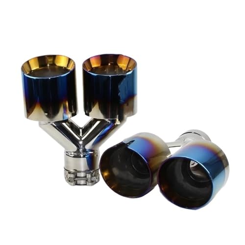 Tuyau d'échappement inox 304 bleu brillant double sortie look sport